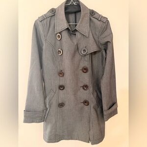 Elegant Gray Double-Breasted Trench Coat